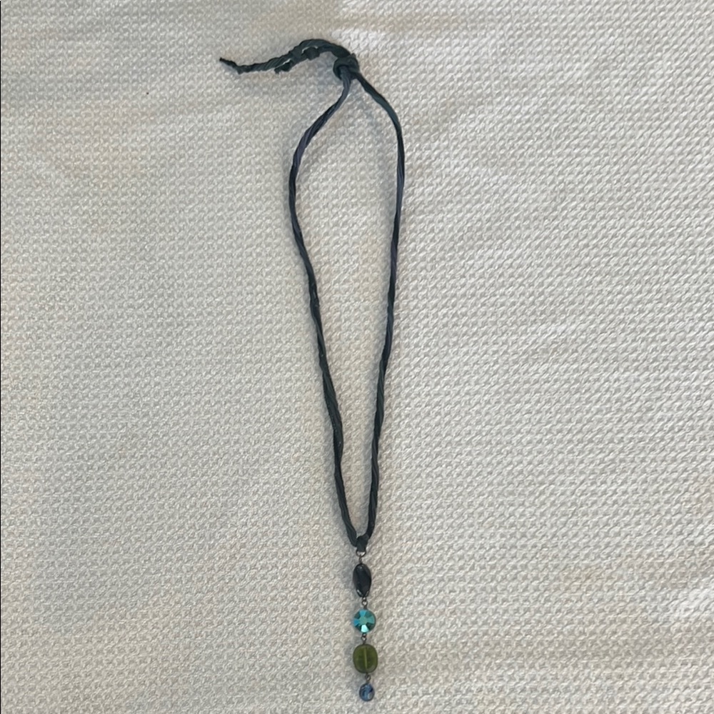 Elegant Blue  and Green Beaded Necklace
